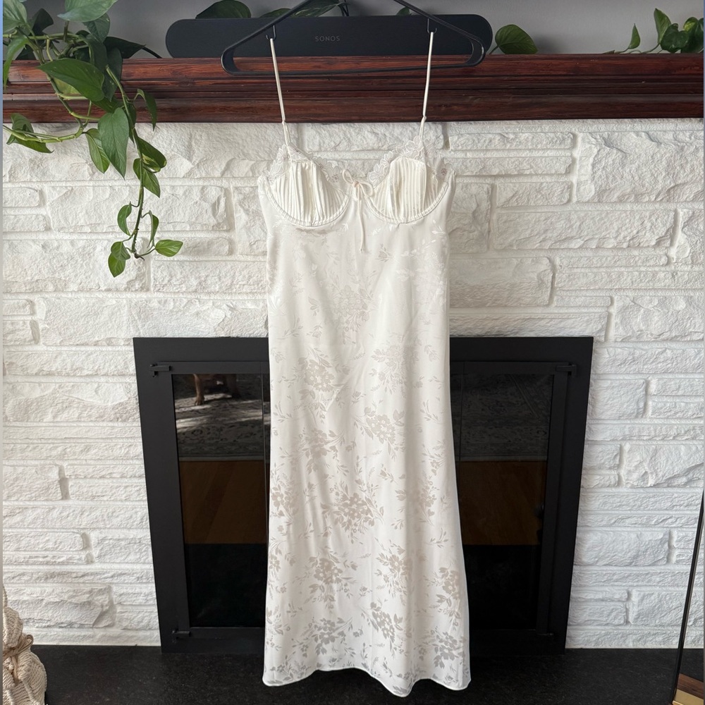 For Love And Lemons Cream Floral Slip Dress